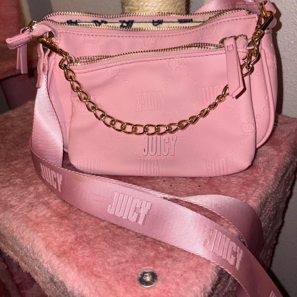 Juicy Couture Pink Crossbody Bag with Chain Detail. Like new, never used.